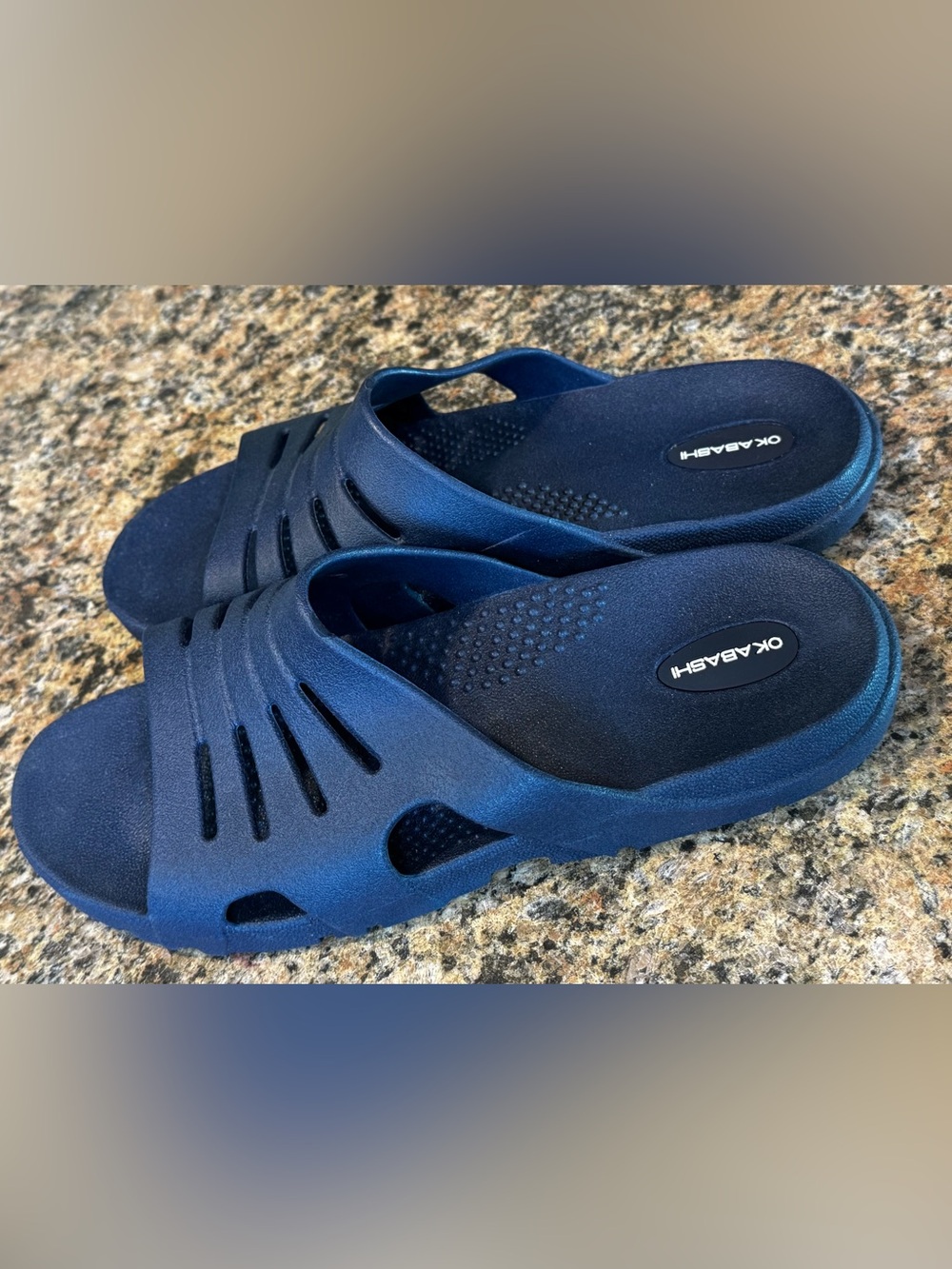 Okabashi Eurosport Navy Blue Slides Sandals Men’s Size LL Us 9-10 Comfort Arch